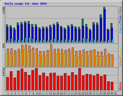 Daily usage for June 2016