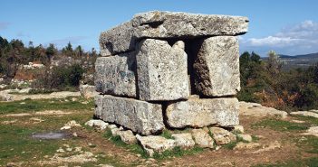 From Mount Meron to the Bar Yohai Picnic Site The monumental tomb at the Shema ruins.